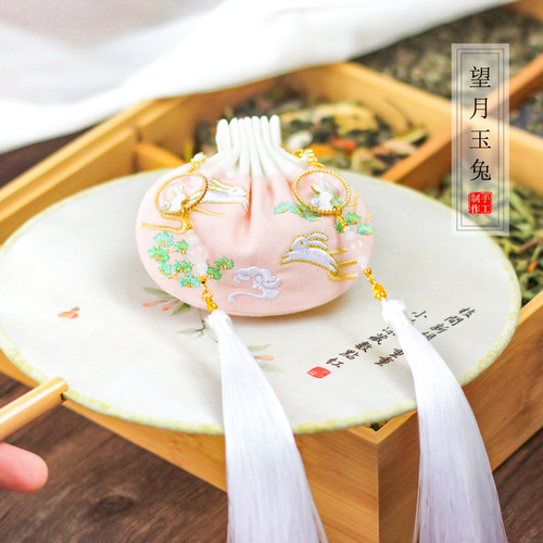 Qian Li Dragon Boat Festival Aroma sachet Embroidery Sachet Empty Bag Jade Rabbit Aroma Sachet New Year Ancient Style Hanfu Ornament Wholesale