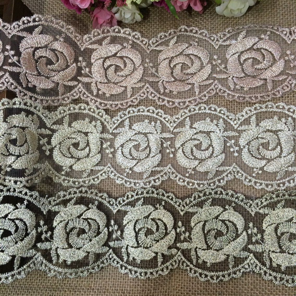 韩版  diy发饰发箍玫瑰金丝蕾丝花边 水溶刺绣服装拼接布 补丁