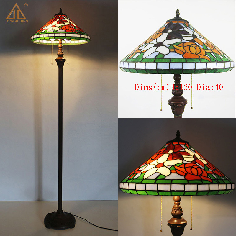 Study Living Room Bedside Exhibition Hall Floor Lamp Internet Celebrity Live Southeast Asian Lamps European Tiffany Glass Floor Lamp