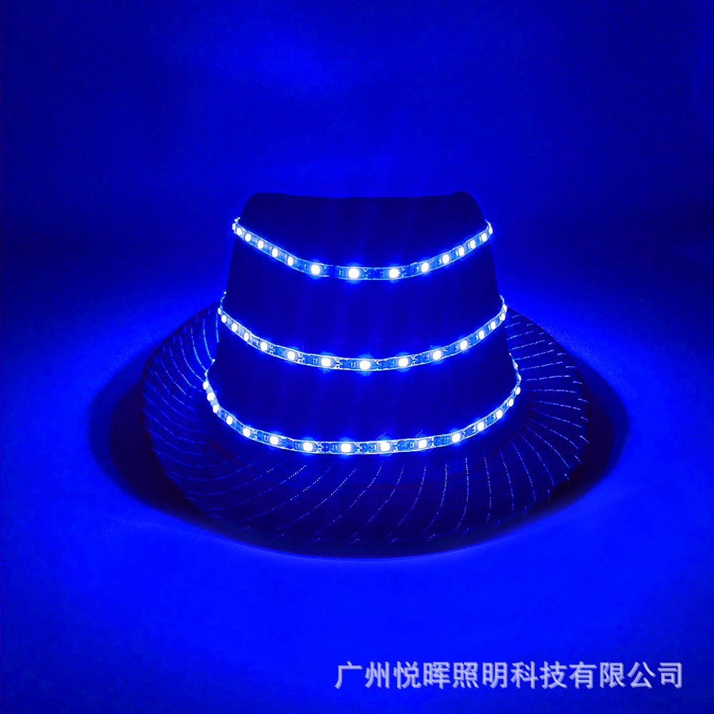 LED luminoso sombrero bar espectáculo nocturno accesorios luminosos flash fresco inalámbrico hip hop sombrero de copa