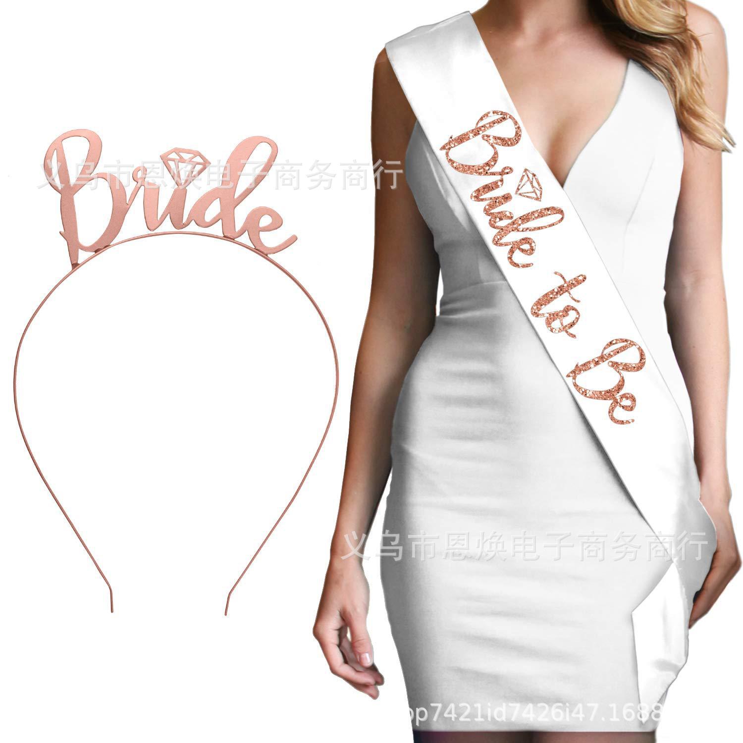 Bachelor Party novia de oro rosa para ser correa de hombro banda ceremonial nupcial de dos piezas corona diadema