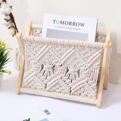 Nordic cotton rope woven storage rack magazine rack creative desktop book rack floor-standing storage rack photo props