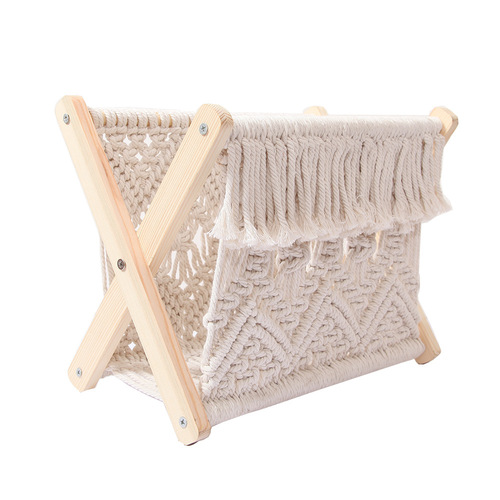 Nordic cotton rope woven storage rack magazine rack creative desktop book rack floor-standing storage rack photo props