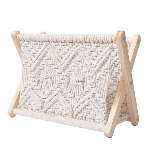 Nordic cotton rope woven storage rack magazine rack creative desktop book rack floor-standing storage rack photo props