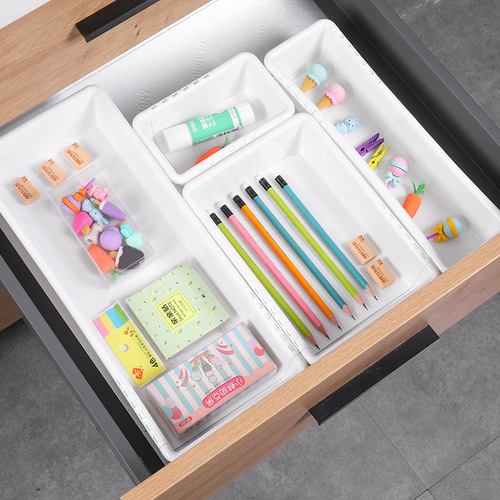 Retractable storage drawer organizer kitchen tableware storage box plastic divider box stationery classification storage box
