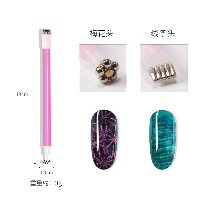 Imán de uñas engrosado imán de ojo de gato fuerte de doble cabeza efecto de fantasía imán de pegamento de ojo de gato mágico 3D especial