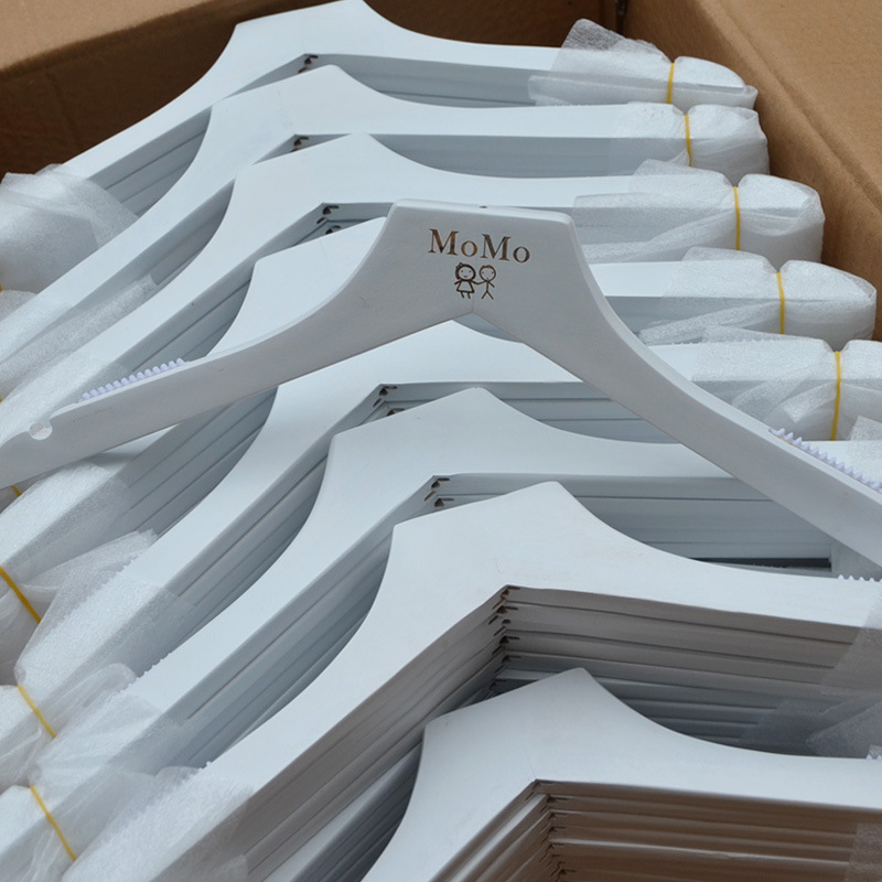 Pure White Solid Wood Clothes Hangers, Starting from 10 Pieces, Clothing Store, Photo Studio, Wedding Dress, High-End Wooden Clothes Hangers, Non-Slip and Traceless