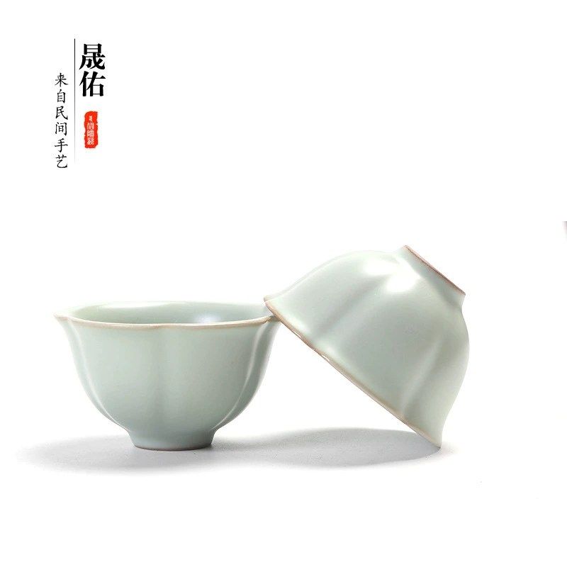 Простой хозяйственный чайник Ру керамический набор чашек кунг-фу фарфор чашка Ру фарфор чашка открытого куска подпитывающая чашка ледяной трещины аксессуары мастер чашка