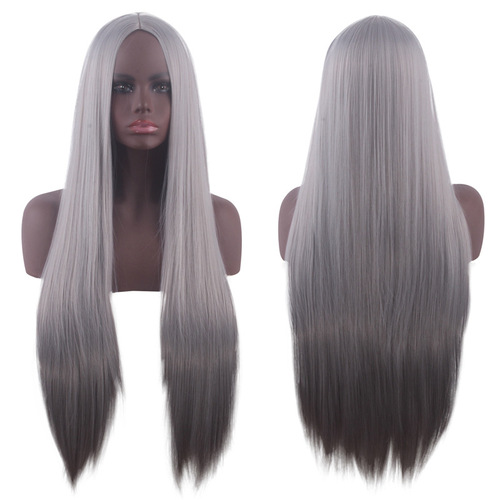 Zhu Shengda cosplay wig universal medium parted scalp black long straight hair 80CM anime wig manufacturer wholesale