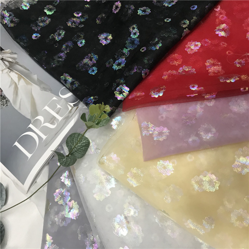 网纱布料幻彩梅花纱小雏菊网纱布料 汉服公主连衣裙发饰装饰布料