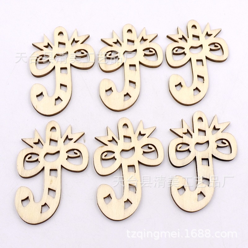 7 adornos navideños colgantes de Navidad, piezas de madera de dibujos animados creativos naturales naturales, 10 piezas en un paquete