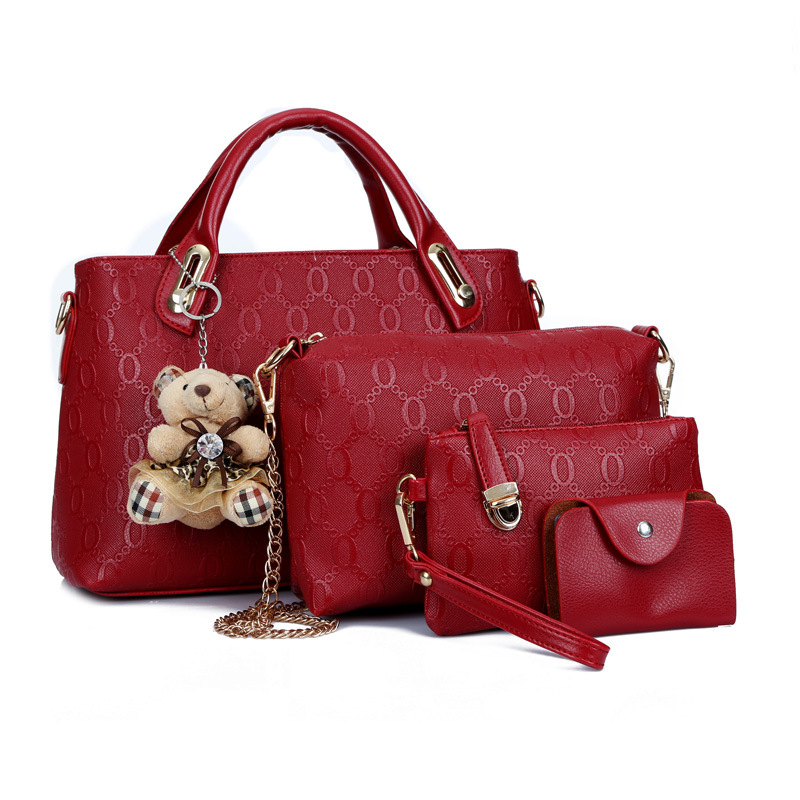 Women's Handbags Summer 2019 New Four-piece Set Mother Bag Bear One Shoulder Slant Female Bag One Hair Substitute