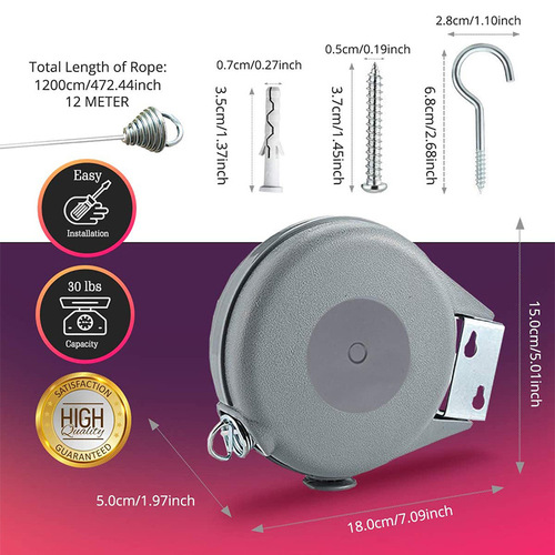 Amazon extendable clothesline without drilling, thick invisible drying rack, can store 12 meters, wholesale