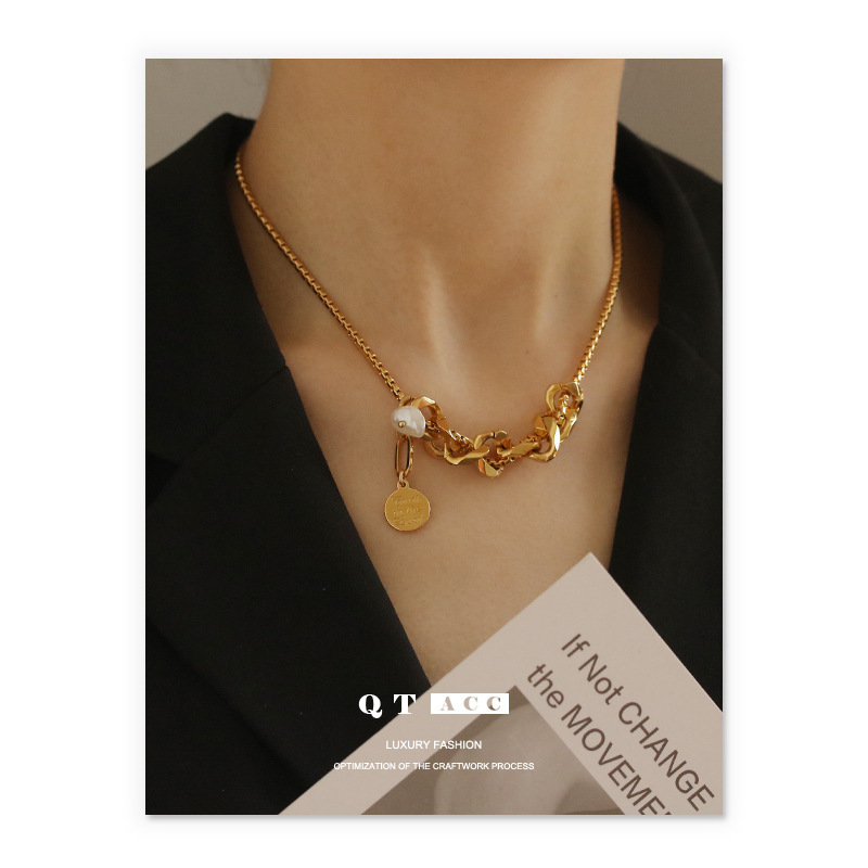 Brass organic fashionable chain for key bag pearl hip-hop style