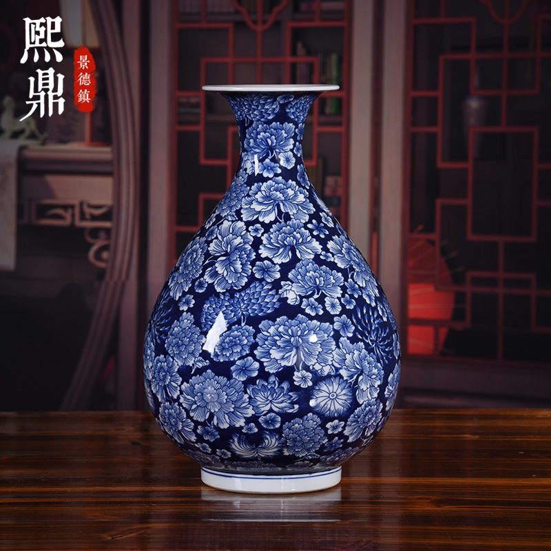Jingdezhen adornos de cerámica pintados a mano flores azules de porcelana decoración de flores de flores de porcelana decoración de sala de estar