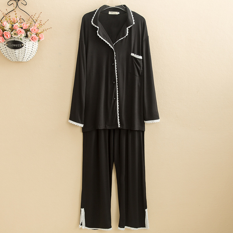 Modal plus fat plus size loose pajamas suit women 200kg fat MM pregnant women cardigan lace home clothing Modal plus fat plus size loose pajamas suit women 200kg fat MM pregnant women cardigan lace home clothing