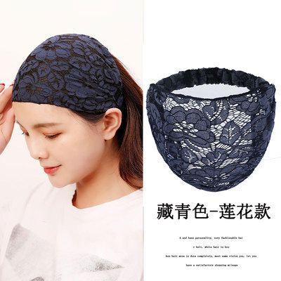 Banda de pelo de encaje fino de ala ancha de verano diadema que cubre el cabello blanco europeo y americano dulce todo fósforo pelo presionando diadema tocado pelo neto