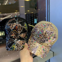 夏天网眼亮片帽子女透气防晒遮阳帽出游时尚百搭韩版棒球帽鸭舌帽