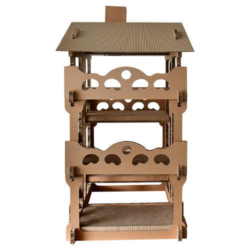 Deku Corrugated Cat House Four-story Cat Villa DIY Cat Climbing Frame Cat Scratching Board Cat Nest Pet Cat Toy Free Cat Grass