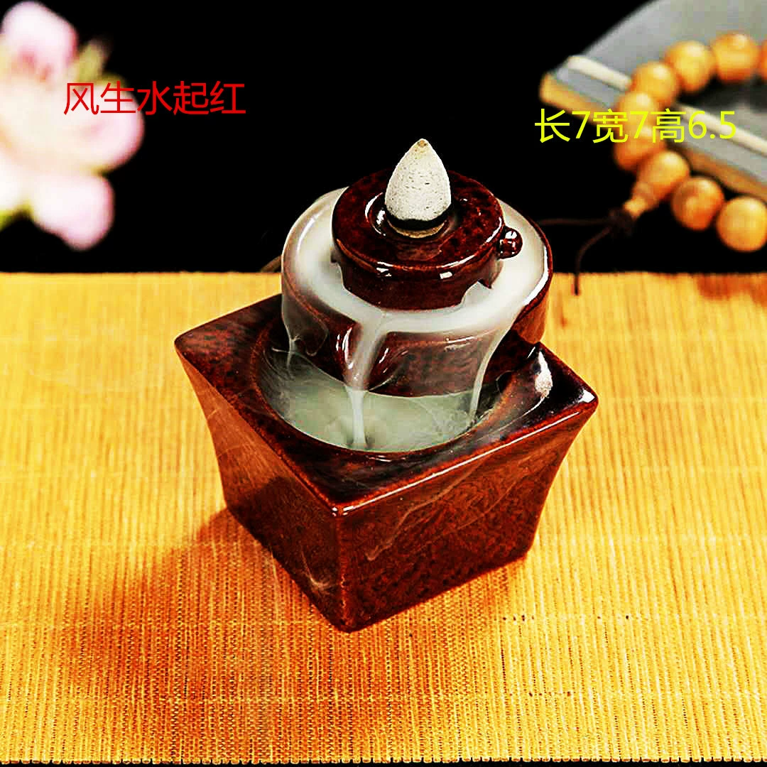 Ceramic Backflow Incense Burner, Lotus Inverted Design, Decorative Buddha Incense Holder