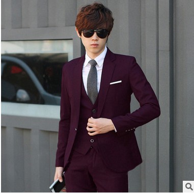 Wholesale Suit Set Men's Slim-fit Business Handsome Suit Business Wear Work Clothes Wedding Wedding Three-piece Set