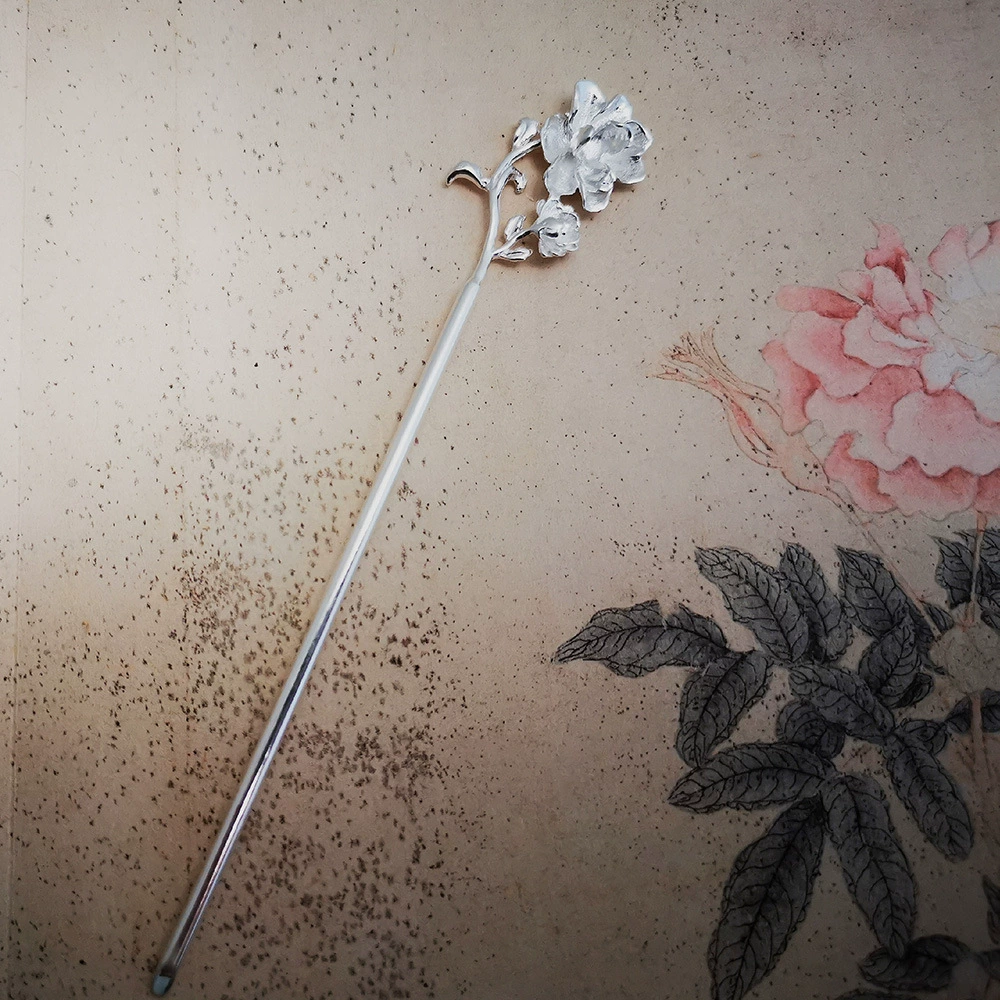 Panfa Silver Silver Silver 999 Babbles Ancient Gufeng Hair Words, шаг шаг и трясущийся Hanfu Girl Twelve Flowers God