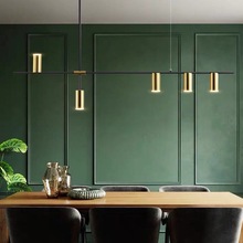 北欧极简餐厅吊灯 创意个性三头现代简约轻奢客厅led长条吧台灯具