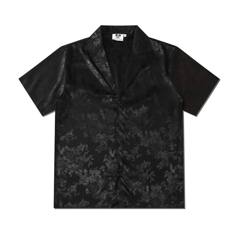 National tide factory direct male and female couples half sleeve flower pattern loose lapel summer short sleeve shirt a generation of hair