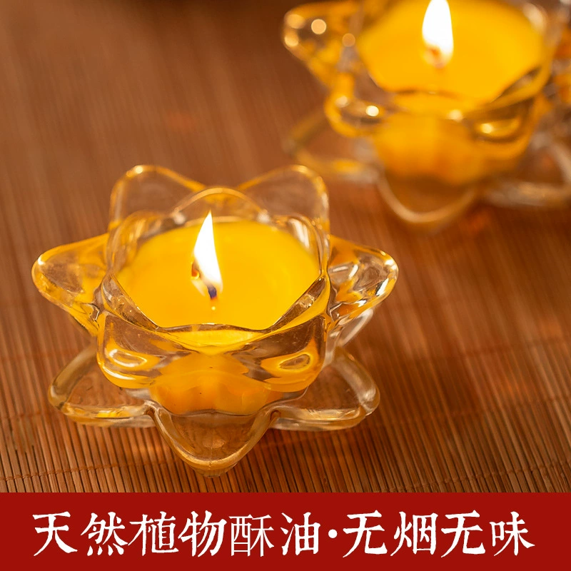 Кристаллическая лотосовая кибер-лампа на 12 часов для Buddhist свечи храм храм, храм Буддийский храм для лампы свет светильников, ультра-стеклянная прозрачная модель