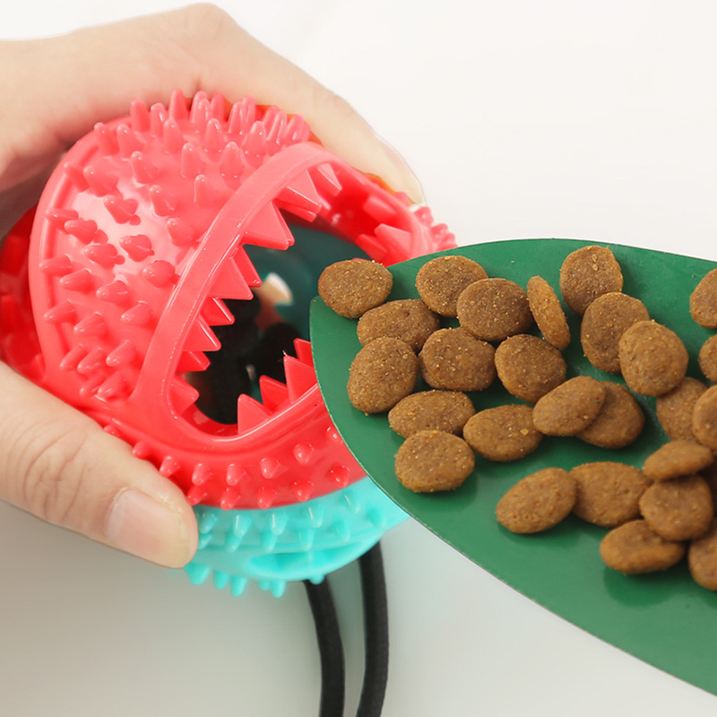 Durable Chew Pet Boredom Reliever Puppy Dog Self-Playing Suction Cup Tug-of-War Pull Toy Food Dispensing Ball_voghion.com