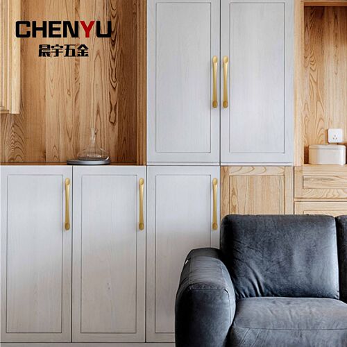 Solid Nordic rich gold sand gold cabinet door wardrobe drawer cabinet furniture hardware aluminum alloy handle handle