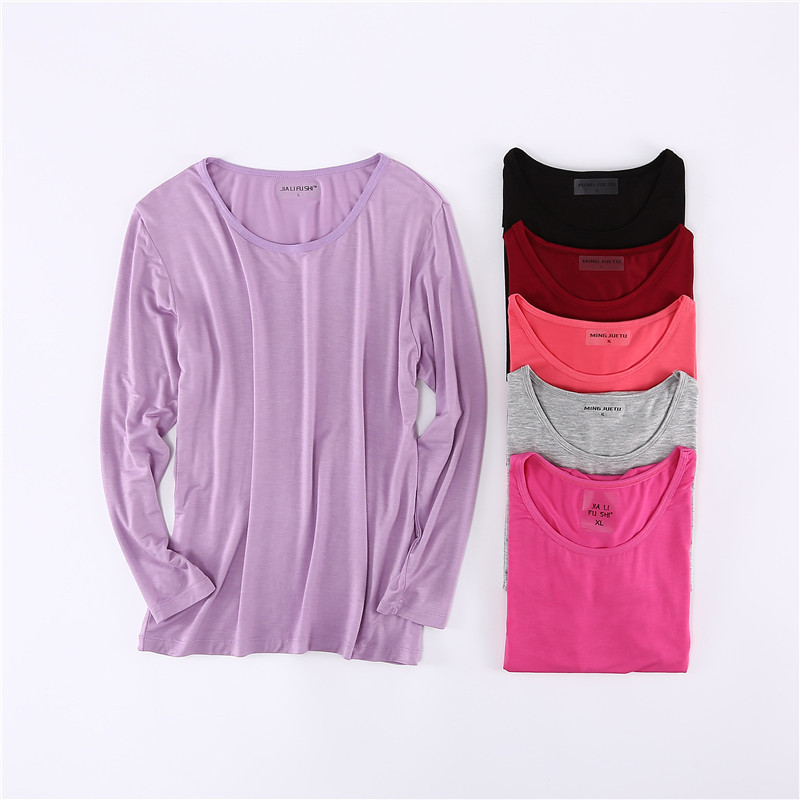 Summer and autumn new women's long sleeve modal autumn clothing inside and outside wear plus fat plus size pregnant women month clothing support wholesale