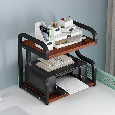 2 층 블랙 랙 + 티크 색상