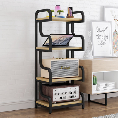 4 층 블랙 랙 + 라이트 호두