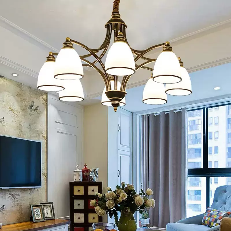 美式乡村吊灯客厅灯现代简约大气卧室餐厅铁艺复古灯家用灯饰批发