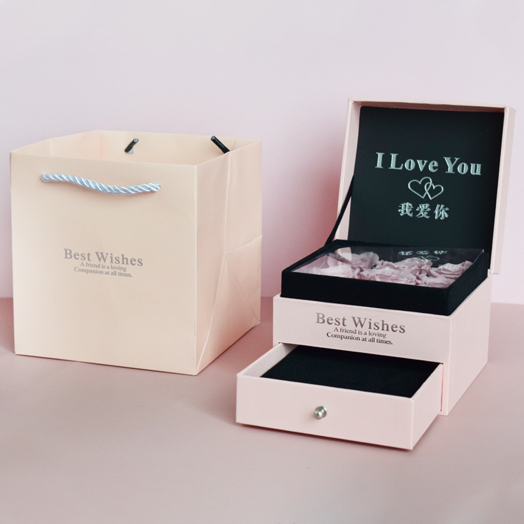 Caja de joyería de flores inmortales caja de joyería de rosas inmortales caja de regalo al por mayor transfronteriza regalos del día de San Valentín