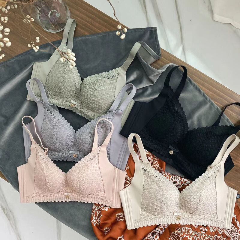 High-end Mousse Lace Sexy Push-up Underwear Women's Comfortable Top-up Side-up Adjustable Bra