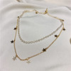 Starry sky, double-layer necklace, pendant, chain for key bag , crystal, Korean style