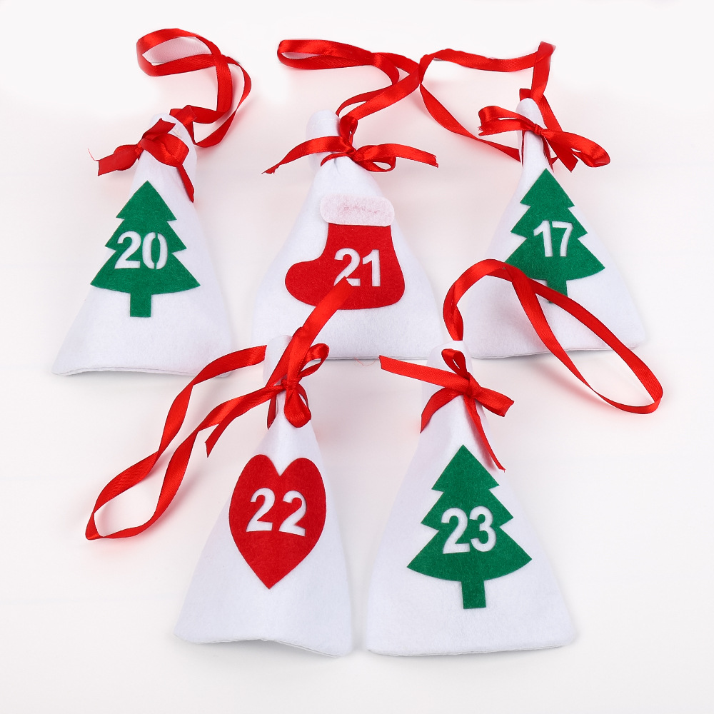 11*16 bolsa de regalo de Navidad con cordón fieltro tela Navidad Adviento calendario cuenta atrás bolsa de regalo en stock al por mayor