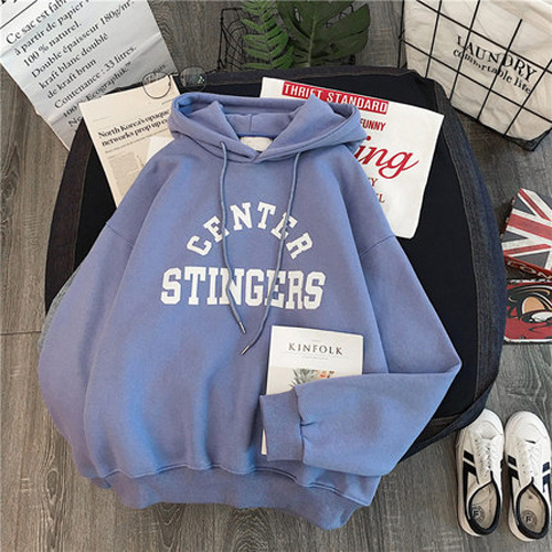 Tiro real super popular forrado de lana engrosada suéter casual de las mujeres a juego Otoño e Invierno estilo coreano de moda Abrigo con capucha suelta para estudiantes