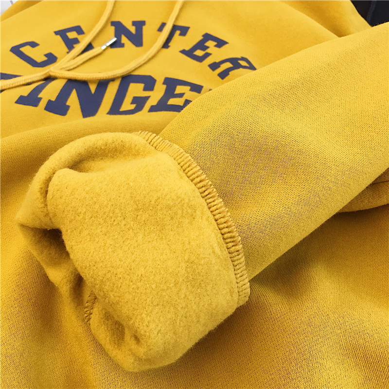 Tiro real super popular forrado de lana engrosada suéter casual de las mujeres a juego Otoño e Invierno estilo coreano de moda Abrigo con capucha suelta para estudiantes
