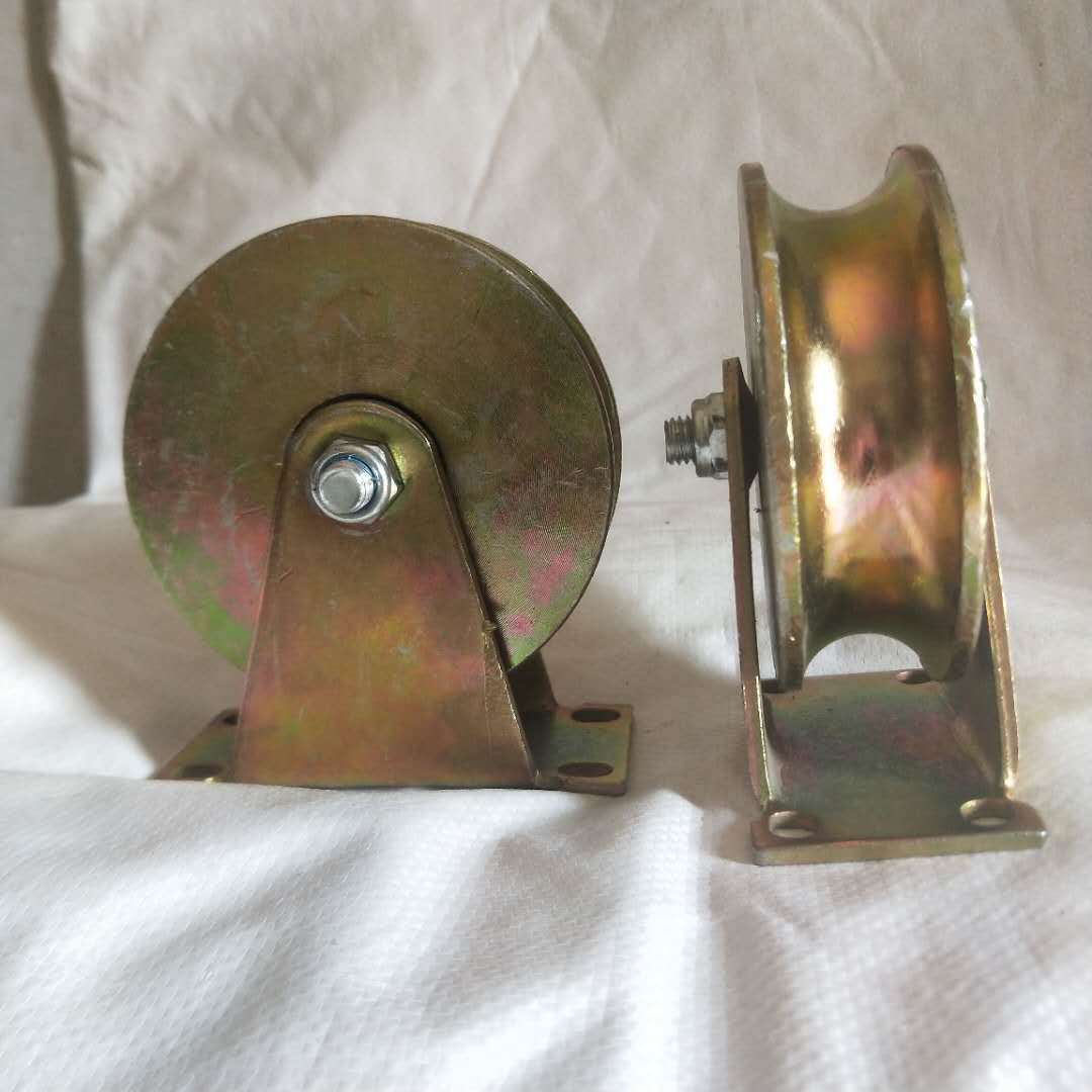 厂家供应彩钢滑轮 铸铁槽轮 V型H型U型轨道轮 全铁轮钢轮滑轮