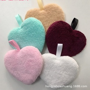 Heart-shaped solid color makeup remover puff soft large wash puff facial cleansing puff facial makeup remover cake factory outlet