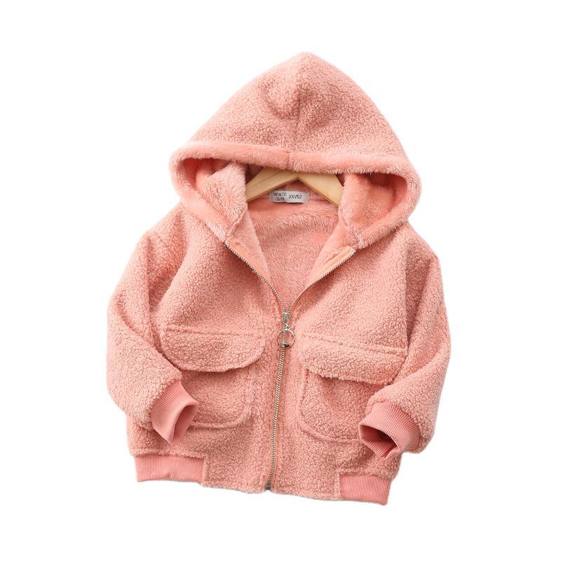 Giacca con cerniera in velluto Teddy autunnale 2024 per ragazzi e ragazze, nuova felpa con cappuccio tinta unita, edizione coreana, cardigan per bambini_voghion.com