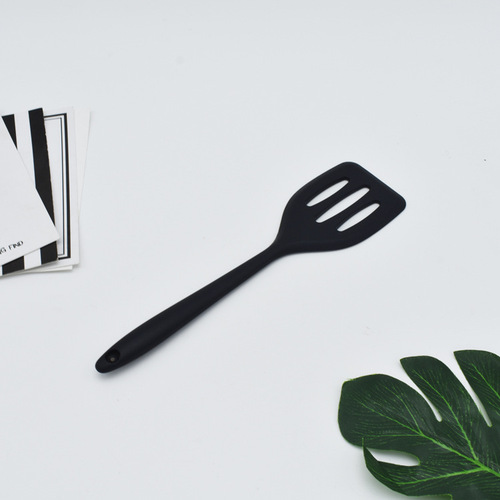 One-piece silicone slotted spatula, one-piece handle small non-stick pan spatula steak frying spatula for flat pans as a gift