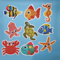Alphabet and Number Sandpaper Ocean Creatures and Flowers Tile Sticker for Children's Educational and Cartoon Bathroom Bathtub Anti-Slip Sticker