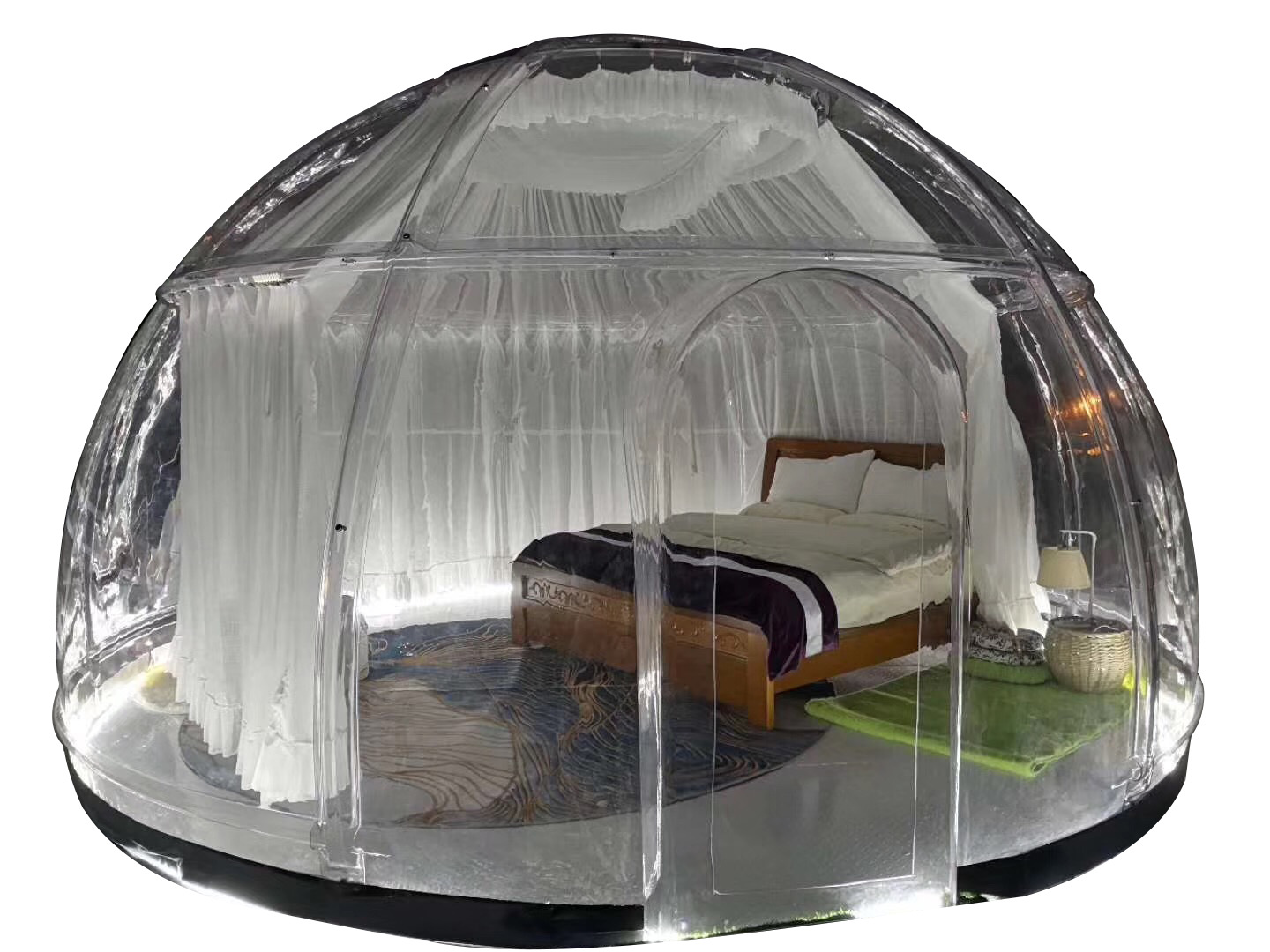 PC esférica habitación estrellada burbuja de acrílico casa B & B red cristal rojo habitación panorámica habitación transparente pareja habitación redonda