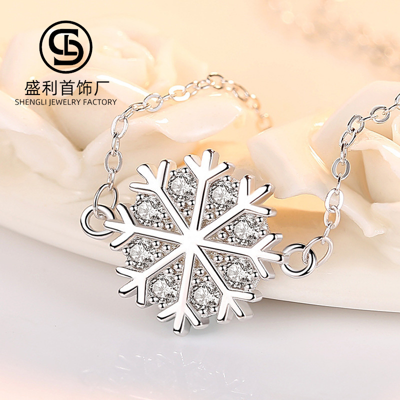 Copo de nieve collar plata esterlina las mujeres s925 clavícula cadena popular neto rojo ins simple frío estilo nicho regalo para amigos