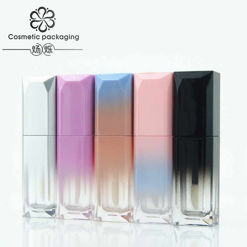 En stock al por mayor gradiente multicolor 5ML tubo de brillo labial tubo de esmalte de labios tubo de lápiz labial tubo vacío logotipo impreso