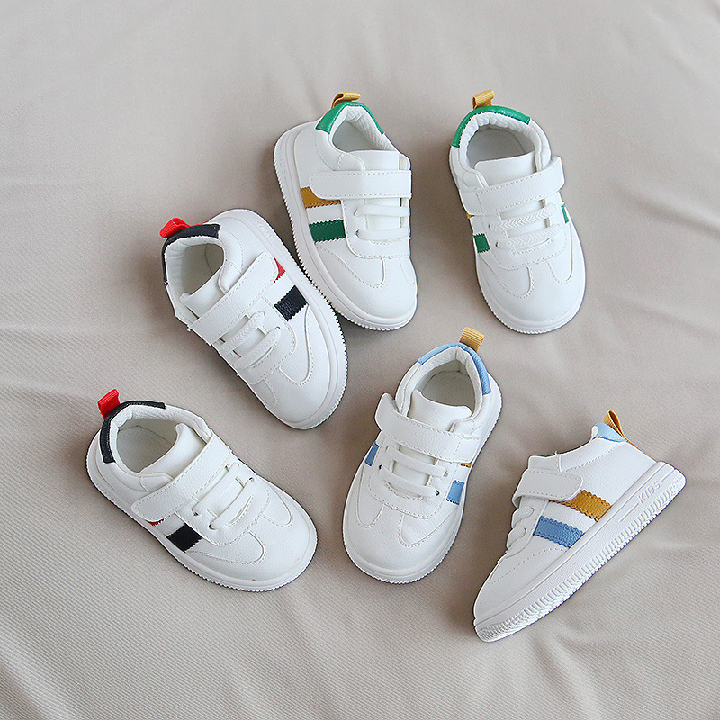 Xiaoxiao 1-2-3 años Otoño zapatos blancos zapatos de bebé nuevos niños y niñas zapatos de tablero de fondo suave Velcro zapatos de niño
